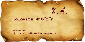 Kolovits Artúr névjegykártya